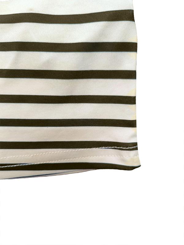 Women's Striped Print Button Front Polo Shirt, Casual Drop Shoulder Half Sleeve Top for Summer, Ladies Clothes for Daily Wear